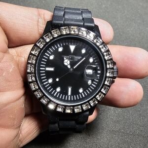 Invicta Ladies Quartz Watch Black Rhinestone Accent Bezel Working IBI10067.007 s